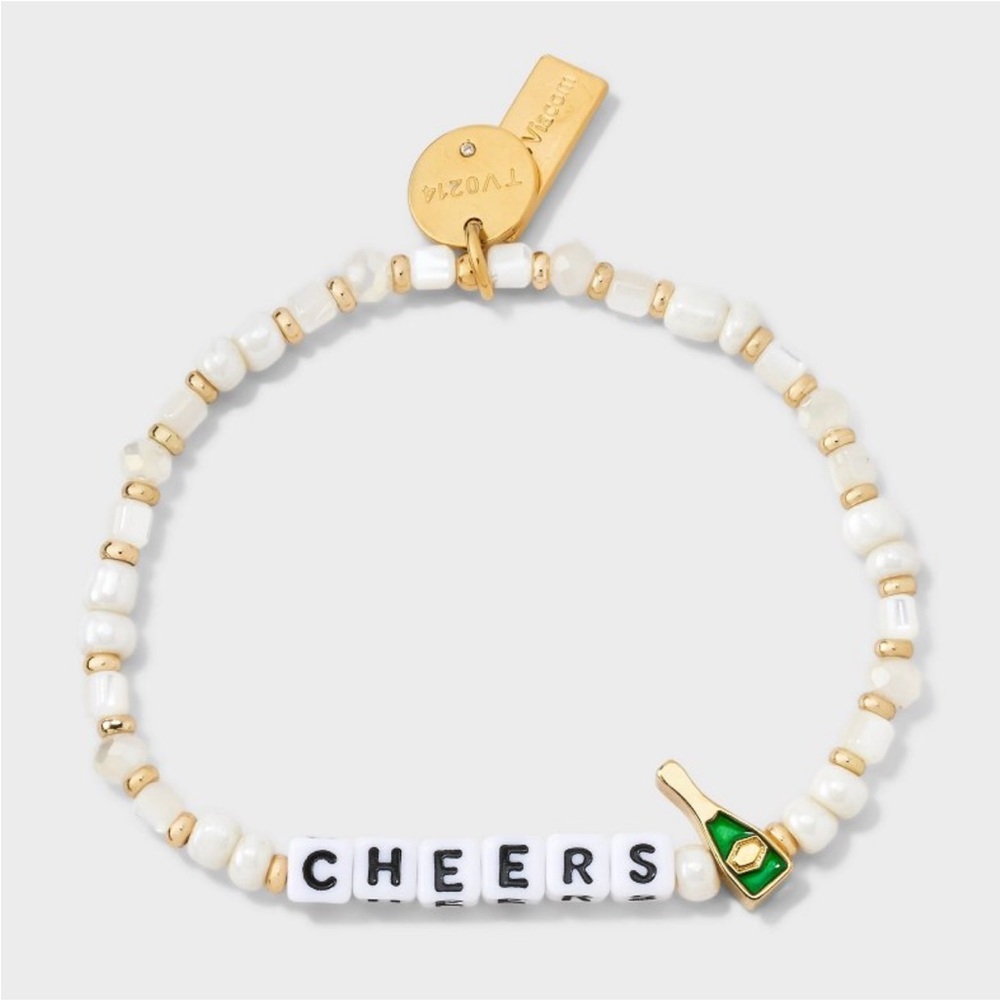 Little Words Project Emily in Paris Cheers Champere Beaded Bracelet M/L NWT - Picture 4 of 5